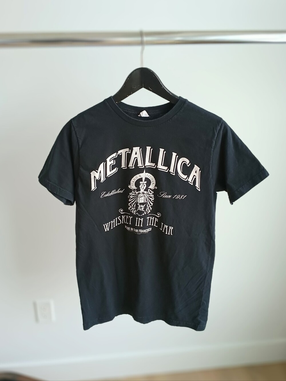 Vintage Metallica Whiskey In The Jar Graphic Band Tee Shirt Black Medium Y2K